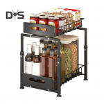 K&ouml;&ouml;giriiul Tugeva Kandev&otilde;imega Suure Mahutavusega Reguleeritava K&otilde;rgusega 2-korruseline Valamu Alune Korraldaja V&auml;ljat&otilde;mmatavate Sahtlitega A must