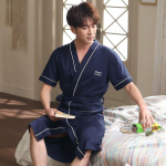 Kevad- ja suveunisex l&uuml;hikeste varrukatega puuvillane hommikumantel: Naiste tavalised ja meeste suured suurused, hotellikvaliteediga &ouml;&ouml;s&auml;rgid 2XL