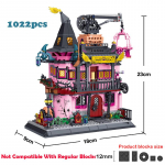 Halloweeni Maagiline Laboratoorium Maagiline N&otilde;iamaja Pood Mini Mudel Ehitusklots Linn DIY Pood Kokkupandavad Klotsm&auml;nguasjad Lastele Kingitus ILMA KARBITA