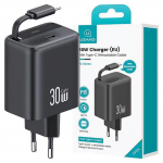 Usams Ład. Siec. 1Xusb-C Ze Zwijanymkablem Usb-C Retractable Pd+Qc 30W Gan Fast Charging Czarny/Black Yc Series Cc241Tc01 (Us-Cc241)