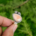 925 Sterlingh&otilde;be Pirnikujuline Looduslik Skolesiit Bezel Mitmekiviga Lille S&otilde;rmus Ehted Adjustable