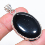 Natural Black Onyx Gemstone 925 Sterling Silver Jewelry Pendant 2.05 n5r70