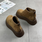 Platvormiga Suede Pahkluusaapad Talv Lume Pl&uuml;&uuml;s Soojad Puuvillased Kingad Keskmise Kontsaga Moesaapad Trend Gooti Chelsea Botas Mujer 37 kaamel