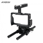 Andoer Professionaalne Video Puuri Rig Komplekt Filmitegemise S&uuml;steem 15mm Vardaga Tarviku Asendus Sony A6000 A6300 A6500 jaoks