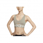 Nike Pro Indie Plunge Letter Print Keskmise toega Mugav Spordirinnahoidja Naiste Aluspesu Hele-armeeroheline HF7325-320 M