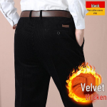 Meeste s&uuml;gis-talvised laiaribiline velvetp&uuml;ksid: Kahekordse voldiga, lahtise l&otilde;ikega, soe, paks, pluss samet, sirge s&auml;&auml;rega, puhas puuvill, keskealine. 38 (waist 30 inches)