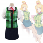 Animal Crossing Isabelle Cosplay Kost&uuml;&uuml;m M&auml;ng Horizons Naiste &Uuml;htne Komplekt Saba Peakatted Sewd1 Halloweeni Cosutmes XL 55-60kg