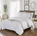 60ndate tikanditega puuvillasatiinist voodipesukomplekt - neli osa Single Duvet Cover 1.8x2.4 (Fits 160x220 Duvet)