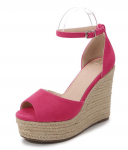 Elegantsed espadrillid kingad avatud nina kiilud sandaalid platvorm naiste kontsaga kingad kanepist k&ouml;is tald mugavus vabaaja kingad 32 roosa