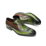 Meeste Brogue'i formaalsed kingad Ehtne lehmanahk Paelad Oxford K&auml;sit&ouml;&ouml;na valmistatud Wingtip Segatud v&auml;rvid Kontoripeo formaalsed kingad 46 roheline