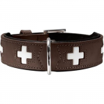 Collier pour chien - HUNTER - Mod&egrave;le suisse - 38-43.5 cm - Marron/Noir - Acier inoxydable must