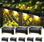 Lampes solaires de terrasse 8 PCS, lampes solaires d'ext&eacute;rieur &eacute;tanches pour escaliers, marches et cl&ocirc;tures (noir,lumi&egrave;re chaude) must