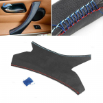 Microfiber Leather Inner Handle Pull Cover For BMW 3 Series E90 E91 Interior Left Door Panel Cover Trim Black with red blue