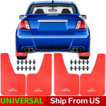 RED Car Universal Rally Carbon Effect Fiber Mud Flaps Splash Guards Mudguards x4
