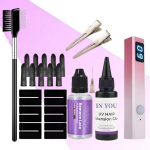 Professionaalne UV-juuksepikenduste komplekt kiirk&otilde;vastuva lambi ja UV-kaitsetega, 30 g liimi ja 30 ml eemaldajat kiireks kuivamiseks salongis ja kodus juuste & ripsmete pikendamiseks A Set