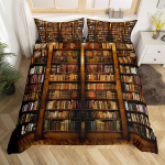 Vintage Raamatukogu Tekikott Retro Raamaturiiul Voodipesukomplekt Kirjanduslikud Raamatud Teemaline Tekikate King Queen Pol&uuml;ester Tekikate AU Single(140x210cm) black