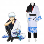 Anime Cosplay Kost&uuml;&uuml;mid Sakata Gintoki Cosplay Kost&uuml;&uuml;m Kimono Halloween Karnevalipidu Silver Soul Cosplay Kost&uuml;&uuml;m Parukad 2XL