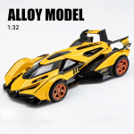1:32 Lamborghini V12 Vision GT Gran Turismo Superauto Sulamist Mudelauto Diecast Heli ja Valgustusega M&auml;nguasjad Laste S&otilde;idukid Kingitused Lastele kollane