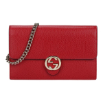 GUCCI Interlocking Double GLogo Logo Litchi Nahast &Otilde;lakott Naistele Punane One Size-Gift Set(Basic Set+Box+Shopping Bag) punane
