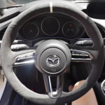 For Mazda CX-30 CX30 Mazda 3 Axela Hand-stitched suede anti-slip Car Steering Wheel Cover 1