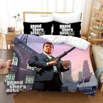 M&auml;ngu GTA V Voodipesukomplekt Multikas Tekikotid Padjap&uuml;&uuml;r Grand Theft Auto 5 Tekk Voodipesukomplektid Voodipesu Voodiriided(Lehte ei ole) EU Single(135*200cm)3pcs