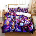 3D Prinditud H&auml;mmastav Digitaalne Tsirkus Voodipesu Komplekt Multikas Anime Kolmeosaline Komplekt T&auml;iskasvanu Laps Magamistoa Tekikoti Komplektid Kodutekstiilid EU Single(135*200cm)3pcs