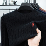Meeste tikkitud Little Pony kootud kampsun - Paks soe &uuml;mmarguse kaelusega pullover s&uuml;giseks/talveks XXL must
