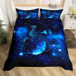 Maagilise lendava draakoni tekikott Komplekt Heledalt v&auml;rviline lendav draakon Elusloodus Laste tekikoti kate Kosmos Galaktika Meeste voodipesukomplekt EU Single(135*200cm)3pcs