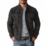 Kevad S&uuml;gis Meeste Vabaaja Jakid &Uuml;hev&auml;rviline Moodne Mantel Mehelik Seisukrae Vintage &Auml;ri &Uuml;ler&otilde;ivad Streetwear Jakk Topid 2XL must