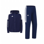 Adidas Taekwondo 3-triibuline Klassikaline Retro Sirgete S&auml;&auml;ristega Huppar Puuvillane Kaheosaline Vabaaja Spordidress Unisex dressipluus Tume-sinine CLTR02JTK-DBW+TR411TK-NBW S