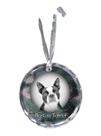 Boston Terrier, American Gentleman - crystal bauble with a photo, dog photo in crystal, personalized Christmas tree ornament by Art-Dog brand