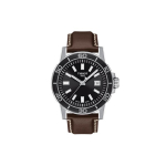 TISSOT SUPERSPORT Kvartsmehhanismiga Meeste K&auml;ekell Kell 44mm Must sihver Roostevabast terasest korpus Ehtne nahkrihm T125.610.16.051.00 Brown Strap