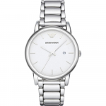 Emporio Armani Historical Collection Valge metallist meeste kvarts-analoogkell kuup&auml;evaga AR1854 valge