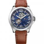 Tommy Hilfiger Bruce Sinine Pruun Nahast Meeste Mehaaniline Automaatne Kell 1791278 sinine