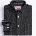 Meeste 100% puuvillane Western teksist taskus&auml;rk pikkade varrukatega standardl&otilde;ikeline mugavus vastupidavus pehme vabaaja pestud vastupidavus t&ouml;&ouml;pluusid M