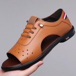 Hingavad Meeste Sandaalid Suvine Mood Nahast V&auml;litingimustes Vabaaja &Auml;risandaalid Kerged K&otilde;igega Sobivad Meeste Stiilsed L&auml;bil&otilde;ikega Jalan&otilde;ud 38