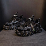TUINANLE Peegeldavad paksud tossud Naiste mood Glitter Bling Vulkaniseeritud kingad Naisdisainer Platvorm tossud Kingad 35 must