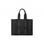 Chloe Woody Ikooniline Tikitud Logo &Uuml;hev&auml;rviline Taaskasutatud Nailonist Kandekott Ostukott &Otilde;lakott K&auml;ekott Suured Naiste Kandekotid Must CHC23-WS382L41-001 Basic Set (Bag+Dust Bag)