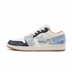 Jordan Air Jordan 1 Dreamfield Snowhorse Kulumiskindel Madal Kael Vintage Korvpallijalatsid Meeste Sinine Valge 553558-169(Meeskond73-) 44.5