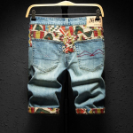 BeatStreet Klassikalised Retro Kulunud Meeste Kirjadega Tr&uuml;kitud Denim L&uuml;hikesed P&uuml;ksid P&otilde;lvepikkusega Sirged Kitsad Rebenenud Trend Punk Mehelik Denim L&uuml;hikesed P&uuml;ksid 34 gray