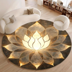 &Uuml;mmargune kuldne lootose meditatsiooniala vaip, Zen mandala jooga p&otilde;randamatt, ainulaadne spirituaalne kodu kaunistus, libisemiskindla tagak&uuml;ljega Diameter 150cm