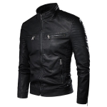 Nahkjakk Meeste Uus Mood Kitsas Seisukrae Trend XXXL black