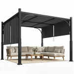Aia pergolad 3 x 3 m aia varjualune liigutatava katusega, metallkonstruktsioon, v&auml;litingimustesse, Tumehall 300 x 300 x 228 cm