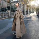 Paks trenchcoat naistele kevadine tudengilikele avar pikk kuni pahkluuni langev k&otilde;rge mantel trendikas. Must paks S 42.5-49.5kg gray