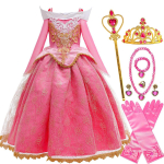 Unetev&otilde;lu printsess Aurora kleit t&uuml;drukule Cosplay Paljaste &otilde;lgadega Laste kingitused Peen peokleit t&uuml;drukule Beebi peene pitsiga kleidikomplekt 2T(tag 100) pink
