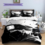 Anime Kakashi Voodipesukomplekt, Naruto Teemaline Magamistoa Tekikate ja Padjap&uuml;&uuml;r, T&auml;iuslik F&auml;nnikingitus.chl 135x200cm white
