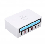 Nutikas laadimisjaam 6-pordiga LCD-USB-laadimisdoki juhtmevaba universaallaadijaga White&UK Plug