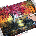 5D DIY Teemanttikandid Puude maastik t&auml;isruudukujuline teemantmaal Ristpistes Teemantkristall 20*30 cm