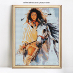 Teemantmaali portree Teemanttikandid T&auml;isekraanil naine ja hobune &uuml;mmargused kivid 20X30CM