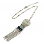 Les Tr&eacute;sors De Lily [N8173] - Collier Cr&eacute;ateur 'Altai' turquoise argent&eacute; t&uuml;rkiissinine